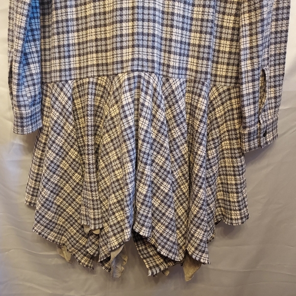 Free People Plaid Button Down/Snap Dress Cover Up Size Large - Picture 7 of 11